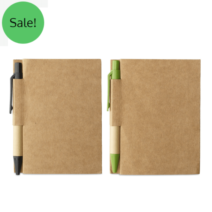 Gunwalloe Church Cove Compact memo/notepads with pens in recycled material, 80 white lined pages. Blue ink Product Code GPMO7626-48