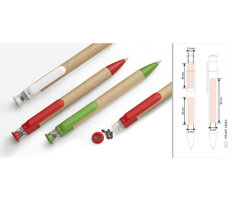 Steren eco friendly pens with seed and metal clips GPST6001T