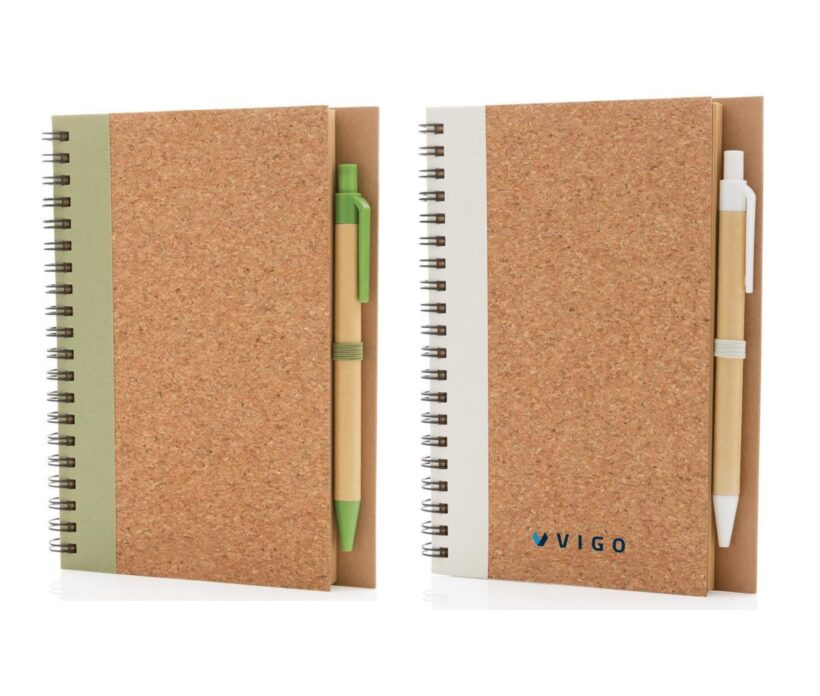 Hawthorn Spiral Cork Notebooks with Pens Product Code GP774.277