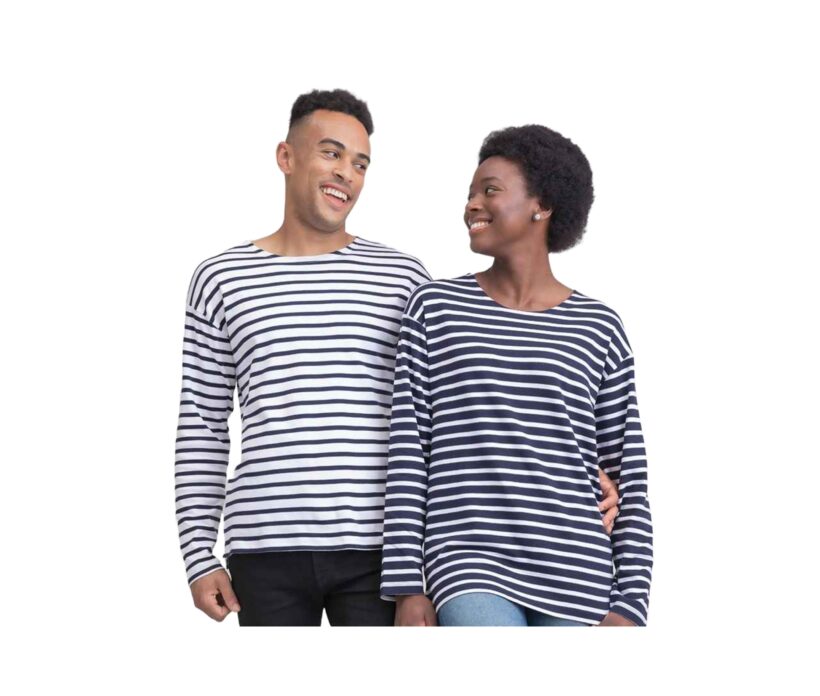 One By Mantis Unisex Long Sleeve Breton Stripe T-Shirt GPM136