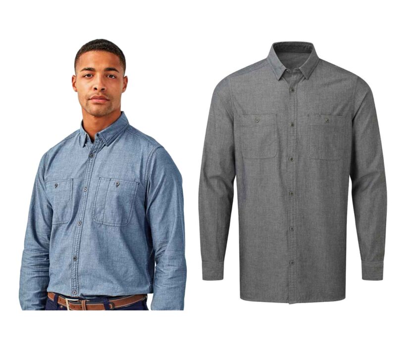 Premier Organic Fairtrade Certified Long Sleeve Chambray Shirt GPPR247 Premier Organic Fairtrade Certified Long Sleeve Chambray Shirt GPPR247