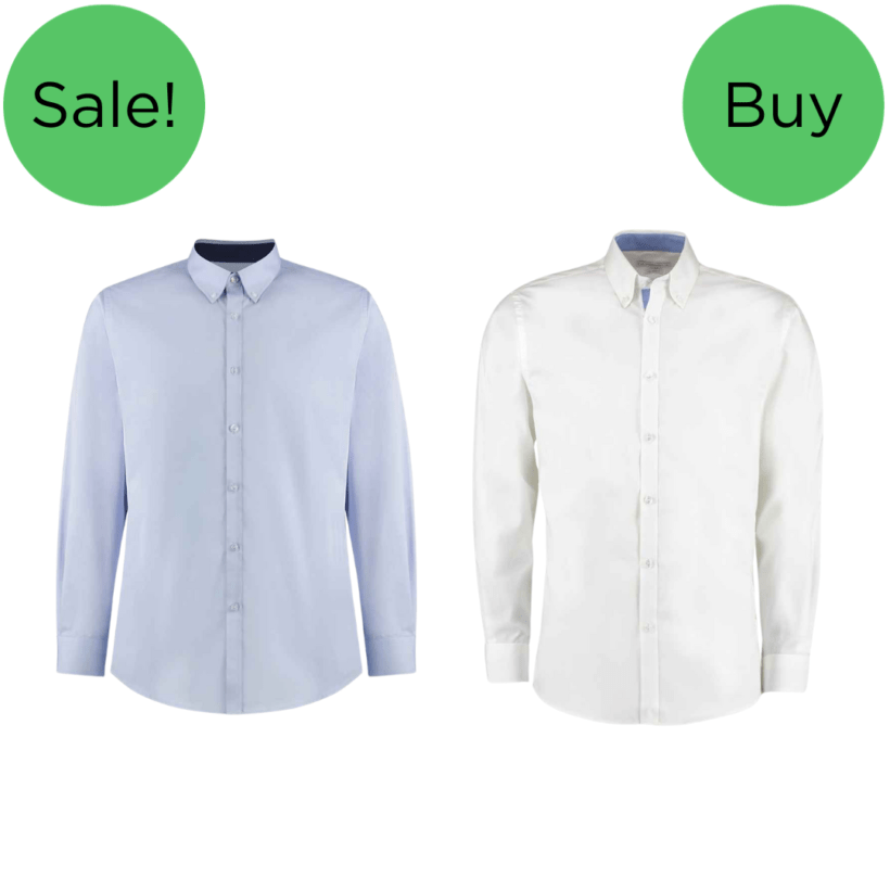 Kustom Kit Premium Long Sleeve Contrast Tailored Oxford Shirt GPK190